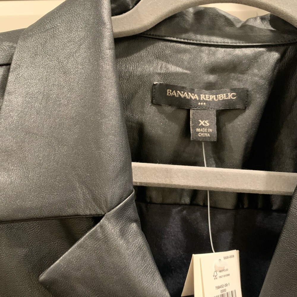 Banana Republic Faux Leather Short Sleeve Shirt - Picture 2 of 7